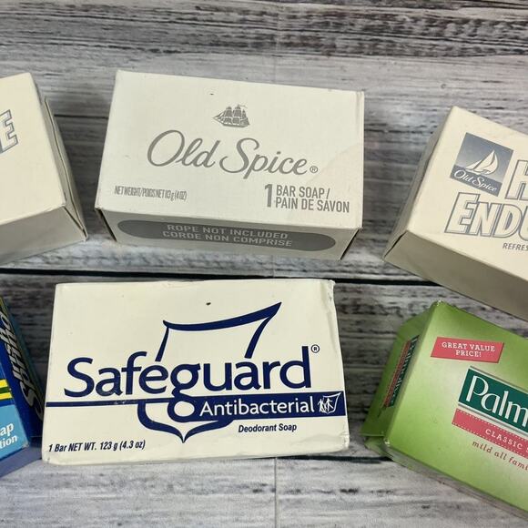 Vintage 6pc Lot Bath Soap Bars Old Spice Irish Spring Safeguard Palmolive w/ Box - Picture 4 of 7